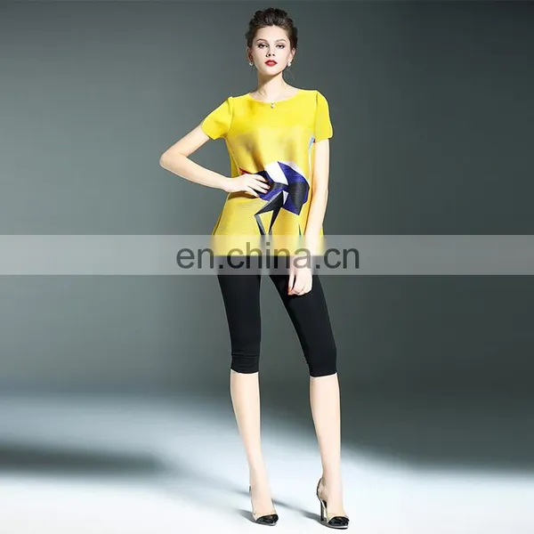 New Fashion Women Summer Short Sleeve Blouse Pleates Clothes photo-3