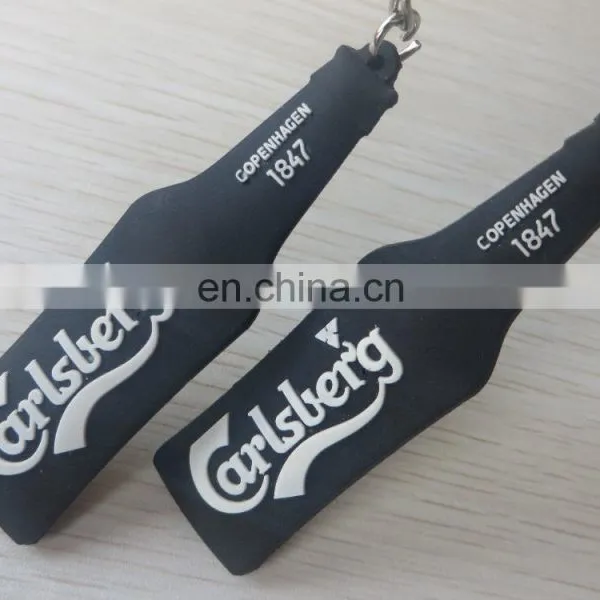 Custom Black Color Soft Rubber Pvc Keychains With Bottle Shape photo-6