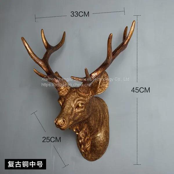 Restoring Ancient Ways Creative Simulation Animal Deer Head Wall Hanging Decoration Style Indoor Resin Crafts Decoration Home Decor photo-4