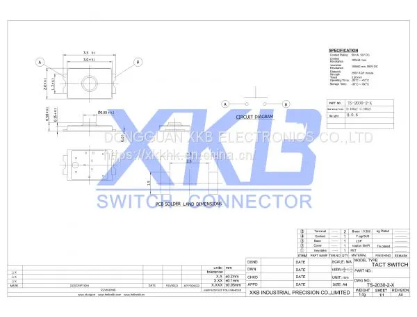Replace AlpsTS-2030-x XKB Brand Light Touch 2*3 Tact Switch photo-2