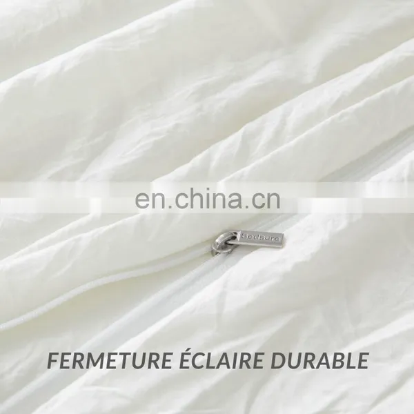 Amazon Basics Luxury Soild Warm Heat Anti-wrinkle Washed White King Home Bedding Duvet Cover Set photo-6