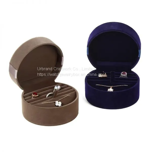 Bespoke Design Ring Necklace Packaging Luxury Round Velvet Jewelry Box With Logo photo-2