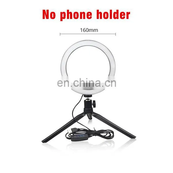 Wholesale 6 Inch Live Photography Makeup Led Circle Ring Light With Tripod Stand Cell Phone Holder photo-3