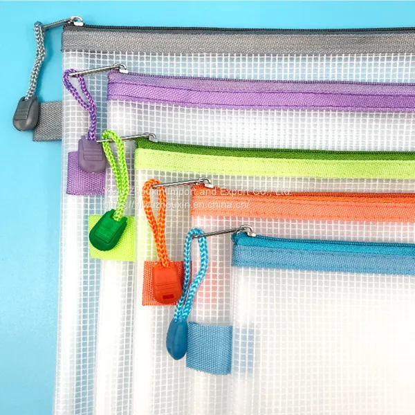 Waterproof A4 A5 A6  transparent mesh zipper bag is thick and soft without deformation
