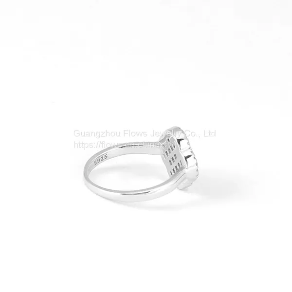 S925 Sterling Silver Four-leaf Clover Ring Female Agate Zircon Rings Simple Style Ring photo-3