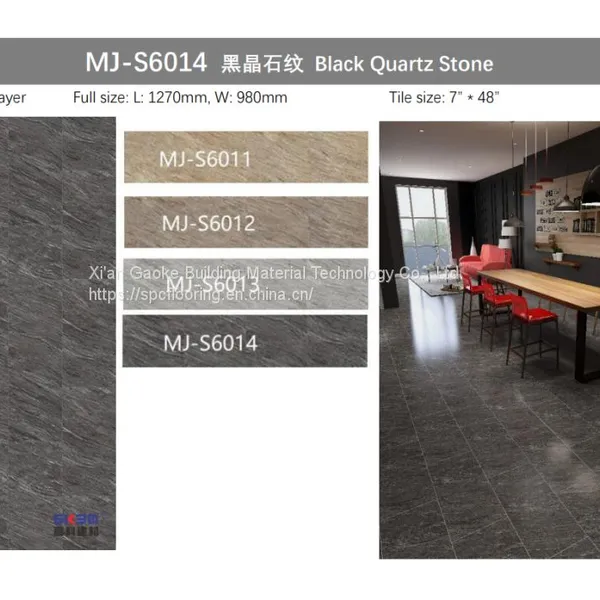 GKBM Greenpy MJ-S6014 Home Deco Fireproof Click Black Quartz Stone Composite SPC Flooring photo-4