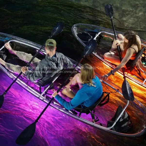 Glow Clear Kayak, LED Light Transparent Kayak, Glow Paddle, Night Tour Crystal Kayak, Glow Kayaking, Night Kayak photo-2