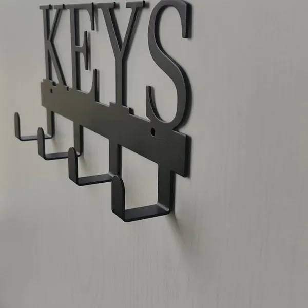 Wall Mounted Carbon Steel Rack Key Holder Home Decorative Wall Hooks Rail Hooks Rails Rack Black Hat Metal Hooks