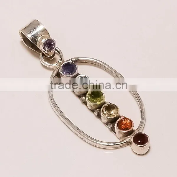 7 CHAKRA PENDANT 925 Sterling Silver CHAKRA Pendant, SILVER JEWELRY EXPORTER,SILVER JEWELRY WHOLESALE,CHAKRA RING