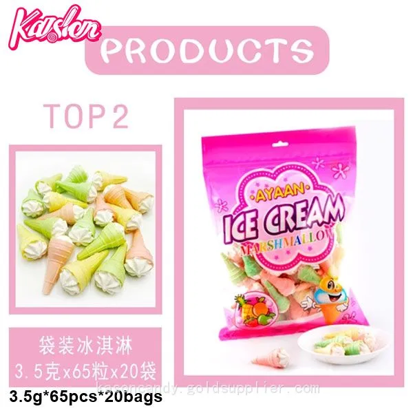 Customized Ice Cream Jam Filled Cotton Candy Marshmallow photo-3
