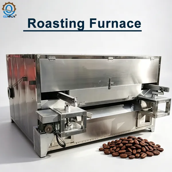 QD-AM018 28KW High Power Charcoal Nut Roaster Automatic Swinging Oven for Cocoa Beans Sunflower Seeds and Snacks Drying photo-2