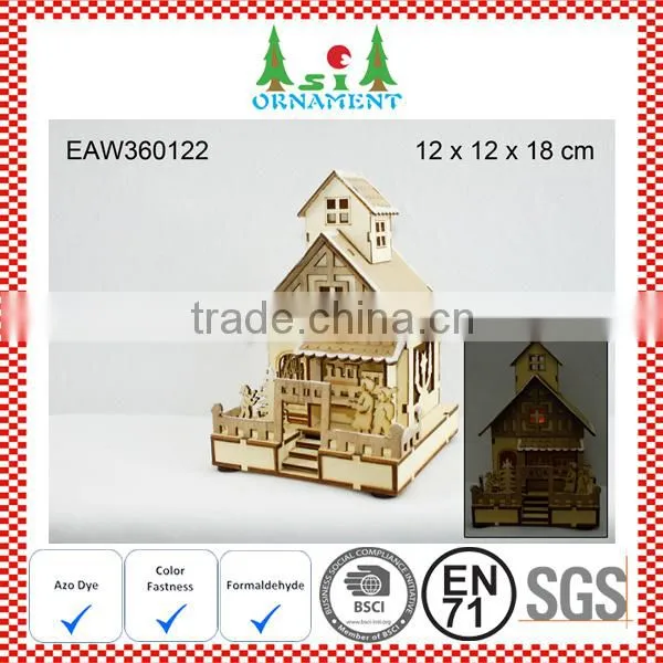 Laser Cut Wooden Christmas Village House With Lighting