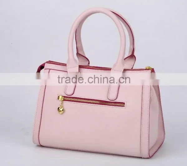 2016 Factory Hot Sales Pink PU Leather Lady Handbag Fashion Bag