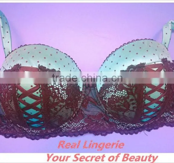 Plus Size Satin Bra W/Lace Up, High Quality Bra photo-5
