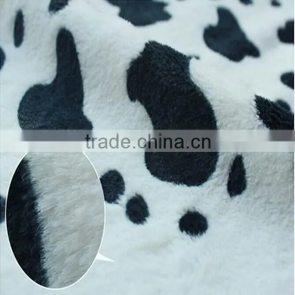 Cow Printed Soft Textile pv Plush Fabric photo-4