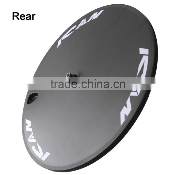2016 700C Front 3 Spokes Clincher 3s Wheels Rear Carbon Clincher Disc Wheelset DC-01 3K Matt Fit for TT Bike photo-5