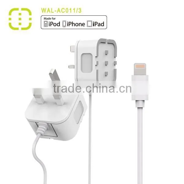 Walnut Universal Mobile Phone UK Main Charger With MFI Cable photo-2