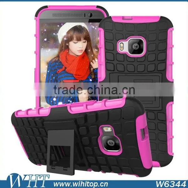 Silicone+ PC Orange Shockproof Case for HTC One M9, With Stand Function photo-3