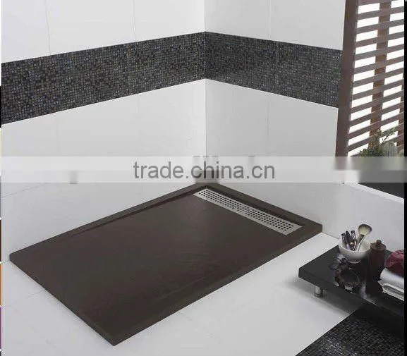 Exporting to Spain Flat Style Black Artificial Stone Resin Shower Tray Factory in Foshan