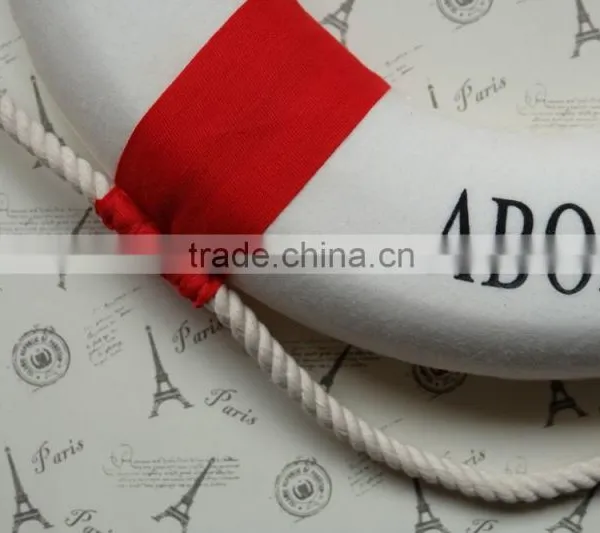 Red & White Cloth Life Ring Buoy Room Decor Nautical Welcome Aboard Ring photo-2