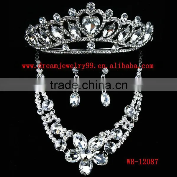 Women Large Diamond Engagement Party Jewelry Set