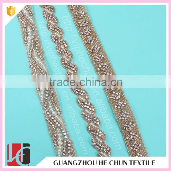 HC4625-1 Hechun Export Quality Garments Fashion HotFix Rhinestone Beaded Trim photo-4