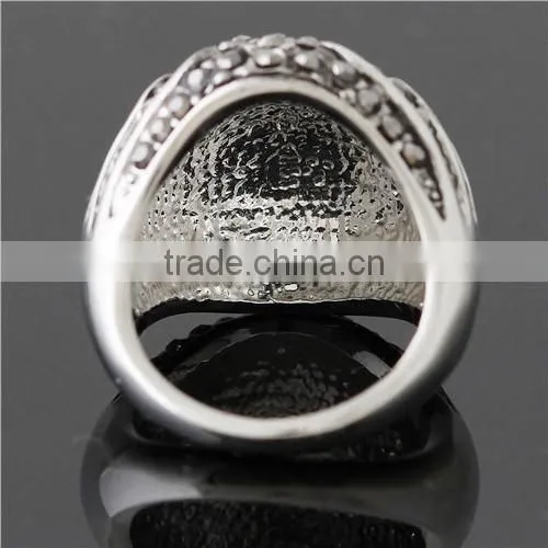 Fashion Retro Black Crystal 18k White Gold Ring photo-6