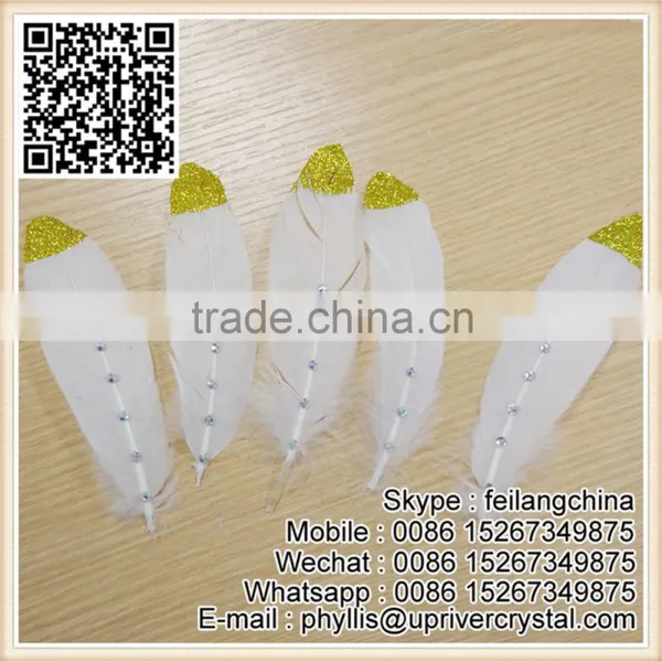 Five Diamond Gold Glitter Tipped Feather For Samba Headdress photo-2
