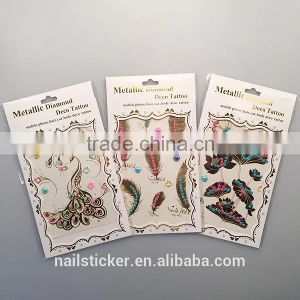 Custom Hot Sale Rhinestone Metallic Tattoo Acrylic Foil Temporary Tattoo Stickers photo-3