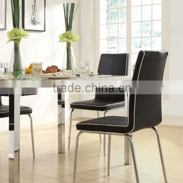 DC-2520 High Quality Modern Black PU Leather Dining Room Chair With Chrome Legs photo-2