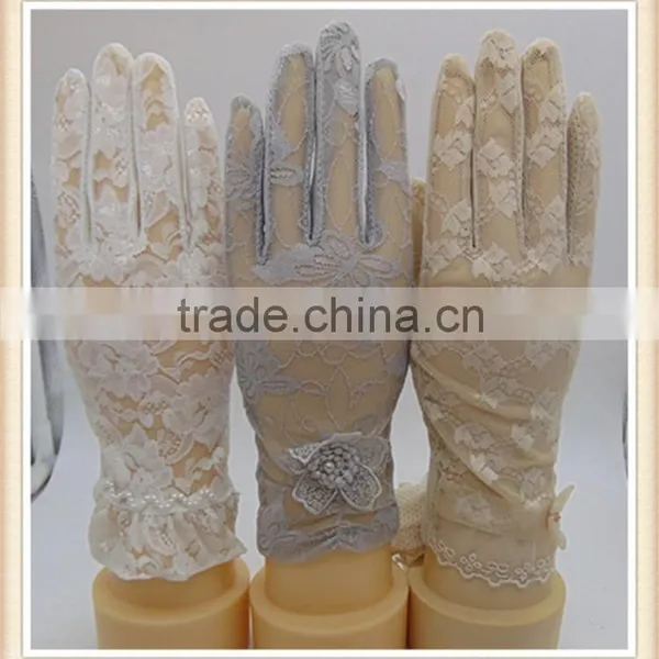 White Wedding Summer Driving Gloves Lace Bridal Hollow Out Gloves photo-5