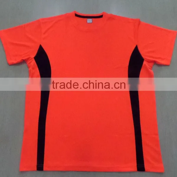 Men Dry Fit Quick Dry Polyester Mesh Orange Sport t Shirt