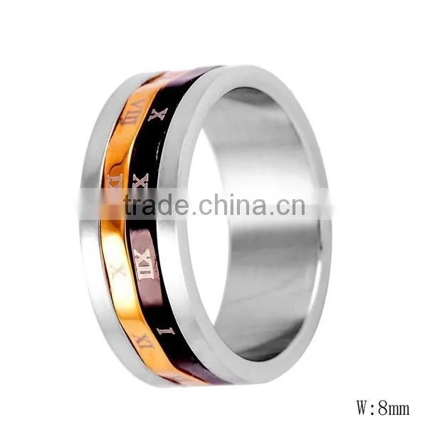 SRR8050 Quality Products Roman Numbers Engraved Rotaing Ring PVD Coating Gear Ring Stainless Steel Ring