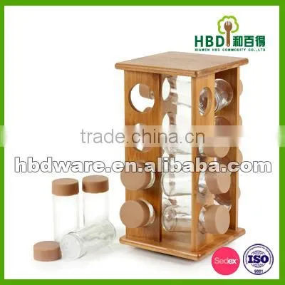 Hot Selling High Quality Glass Spice Bottle With Wood Rack,spice Rack Wholesale photo-2