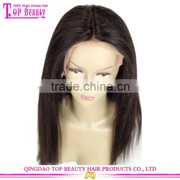 Natural Color Wig Brazilian Virgin 100 Human Hair Yaki Straight With Bleached Knots Yaki Middle Part Lace Front Wig photo-5