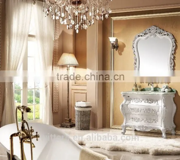 Handmade Bathroom Vanity Set Furniture Beach Wooden Exquisite Carved American Cabinet WTS810 photo-4