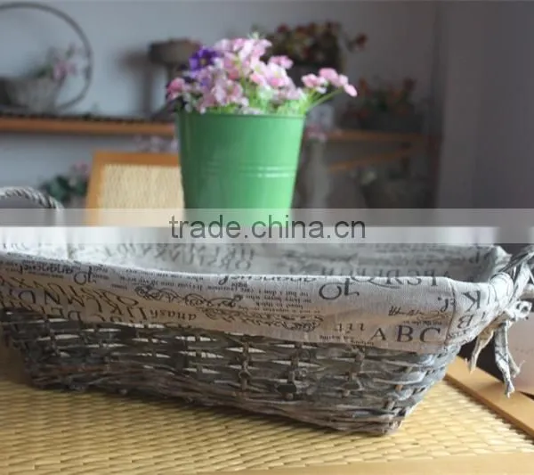 Rect Wood Chip Stock Tray With Handle and Fabric Liner