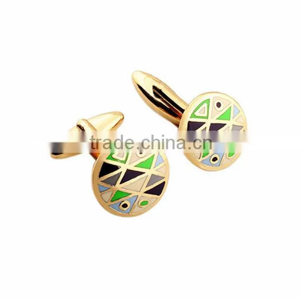 in Stock Stainless Steel 18k Gold Metal Cufflinks, Enamel Cuff Links for Men photo-2