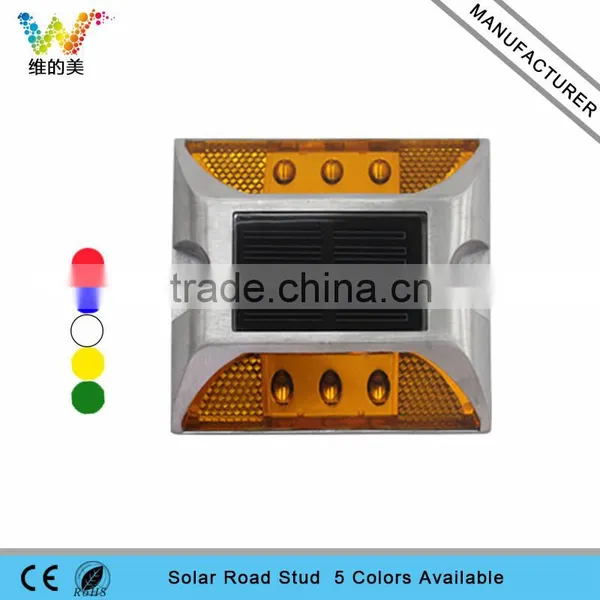 Yellow LED Solar Powered Driveway Reflective Marker Aluminum Road Stud