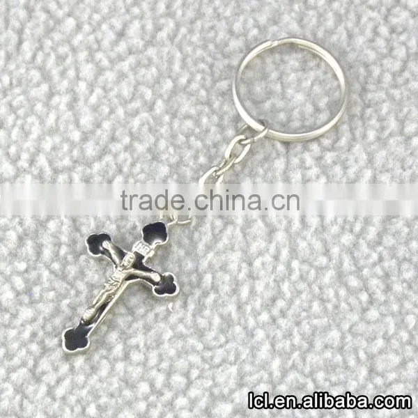 Stainless Steel Cross Pendant Keychain, Hot Sale Imitate Silver Christian Cross Keychain photo-3