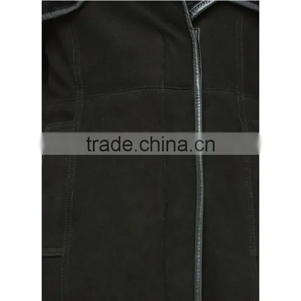 Ladies' Full Lambskin Suede Jacket With Fox Fur Collar and Cuffs photo-6