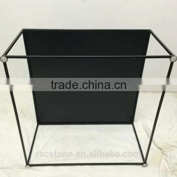 Cheap Modern Carrara White Marble Top Black Steel Coffee Table photo-4