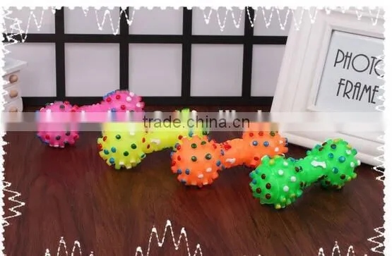 CY189 Colorful Mini Dotted Dumbbell Shaped Squeeze Squeaky Faux Bone Toys For Pet Dog Bite Game, Chien Juguetes Perros photo-2