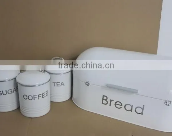Rectangular Cream Food Kitchen Storage Enamel Bread Bin Box photo-4