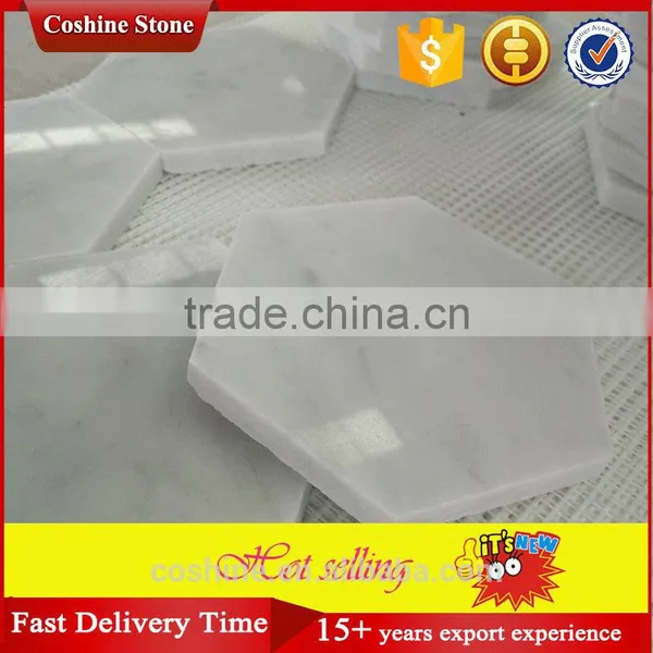 Polished White Carrara Marble Coasters Hexagon Tiles photo-5