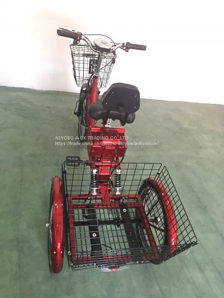 350Вт, 48В электрический трицикл с передней и задней корзиной, EWheels электротрицикл для взрослых photo-4