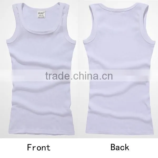 OEM Fashion Design Plain White Man Vest Tops for Sale Sexy Cotton Vest photo-3