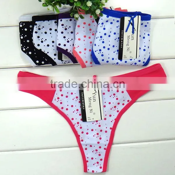 Wholesale Printing Dotted t Back Panties Cotton Panties Women Thong Ladies Underwear photo-3