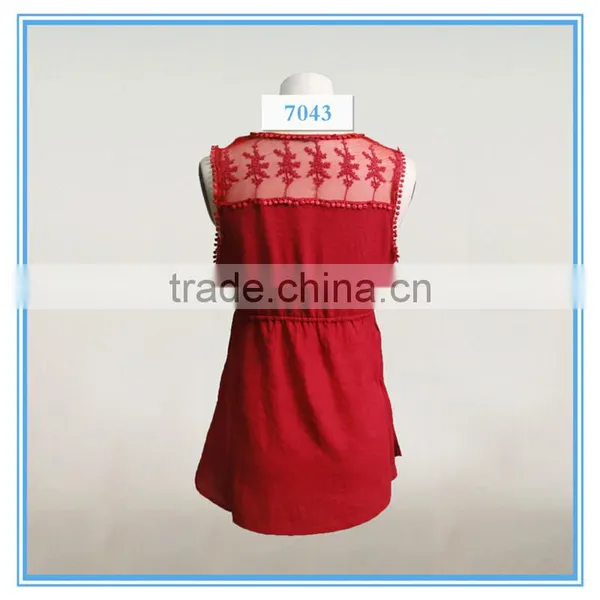 Fashion Chiffon Lady Top Designer Girl Latest Design Sleeveless Lace Crochet Top photo-3