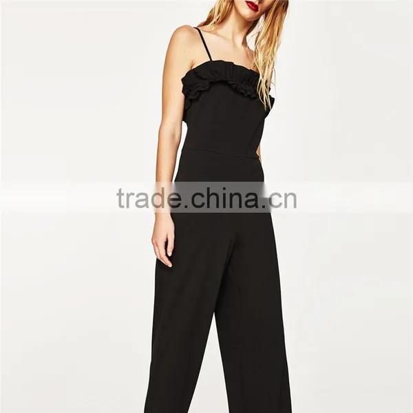 2017 Latest Fashion Custom Design Cropped Ruffled Evening Jumpsuit photo-2